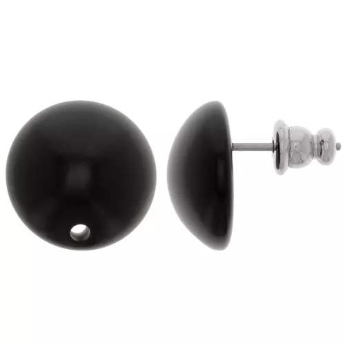 Orecchini tondi in resina da 14 mm - Nero x2