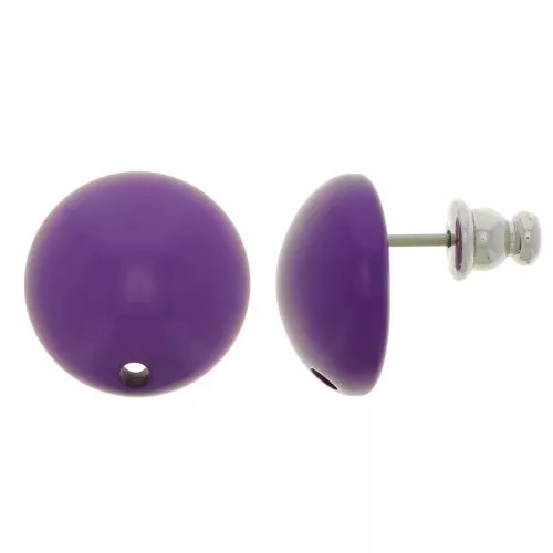 Orecchini tondi in resina da 14 mm - Viola x2