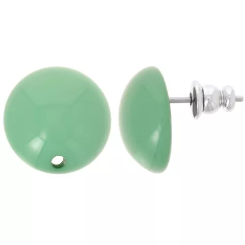 Orecchini tondi in resina da 14 mm - Verde x2