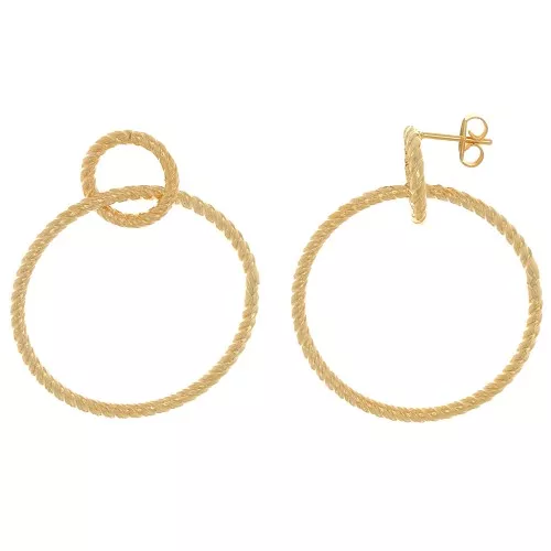 Orecchini perno a cerchio intrecciato 45x35 mm -Dorato con oro fino x2