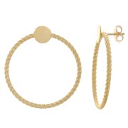 Orecchini perno cerchio intrecciato 35mm per cabochon 8 mm- dorato con oro fino x2|raw }}