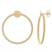 Orecchini perno cerchio intrecciato 35mm per cabochon 8 mm- dorato con oro fino x2