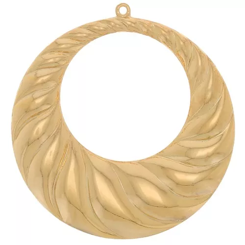 Pendente cerchio scavato 45 mm effetto intrecciato - Dorato con oro fino x1