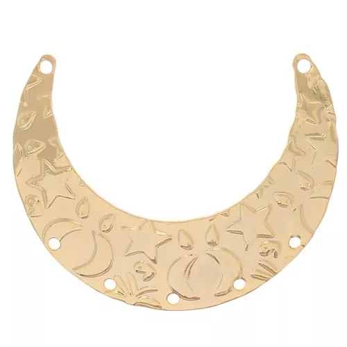 Distanziatore mezzaluna 35x26 mm - stelle - dorato con oro fino x1