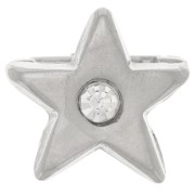 Passante stella 12x13 mm con strass per lacci 8 mm - Rodio - Cristallo x1