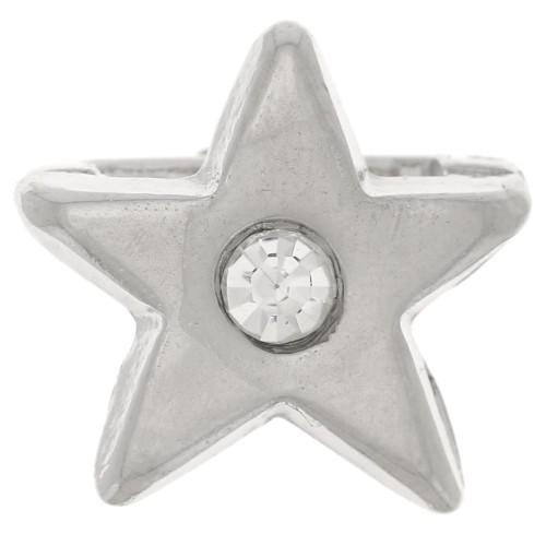 Passante stella 12x13 mm con strass per lacci 8 mm - Rodio - Cristallo x1