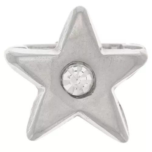 Passante stella 12x13 mm con strass per lacci 8 mm - Rodio - Cristallo x1