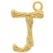 Pendente lettera alfabeto effetto bambù 15x10 mm - J -Dorato con oro fino x1|raw }}