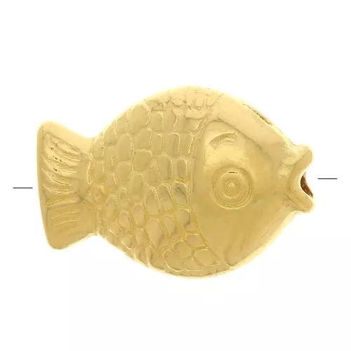 Perla pesce piatta 12x8 mm - Dorato con oro fino x1