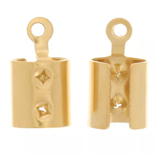Chiudicordoncino per cordone piatto 5 mm- acciaio inossidabile 304 dorato x4