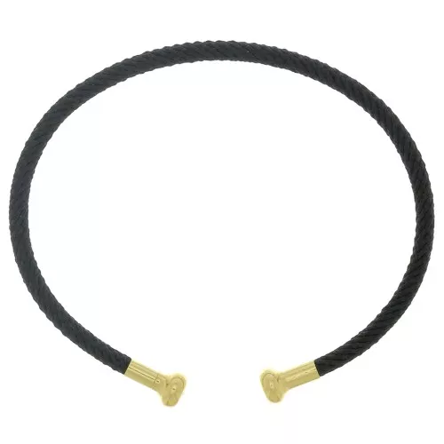 Bracciale in corda ritorta con estremità svitabile - Nero -Dorato con oro fino x1