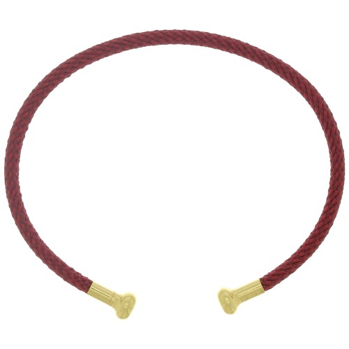 Bracciale in corda ritorta con estremità svitabile-Bordeaux Dorato con oro fino x1