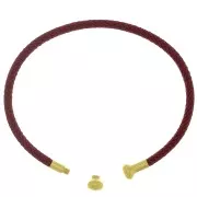 Bracciale in corda ritorta con estremità svitabile-Bordeaux Dorato con oro fino x1