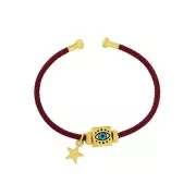 Bracciale in corda ritorta con estremità svitabile-Bordeaux Dorato con oro fino x1