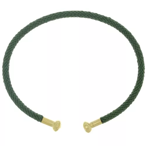 Bracciale in corda ritorta con estremità svitabile Verde scuro-Dorato oro fino x1