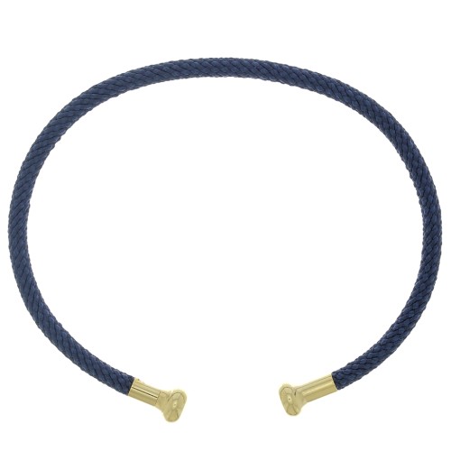 Bracciale in corda ritorta con estremità svitabile Blu scuro - Dorato oro fino x1