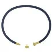 Bracciale in corda ritorta con estremità svitabile Blu scuro - Dorato oro fino x1