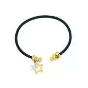 Bracciale in corda ritorta con estremità svitabile Blu scuro - Dorato oro fino x1