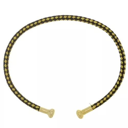 Bracciale in corda ritorta con estremità svitabile - Nero-dorato - dorato oro fino