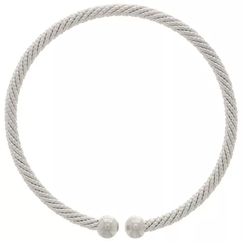Bracciale regolabile - effetto corda ritorta - placcatura in placcatura argento fino anticato x1