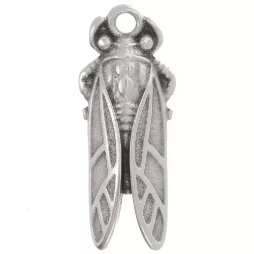Pendente cicala 23x9 mm - placcatura placcatura argento fino anticato x1