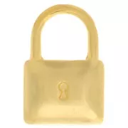 Pendente lucchetto 17x11.5 mm - Dorato con oro fino x1