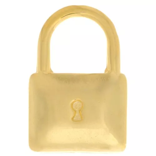 Pendente lucchetto 17x11.5 mm - Dorato con oro fino x1