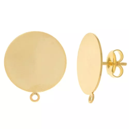 Orecchini a disco 16 mm con anello - Dorato con oro fino x2