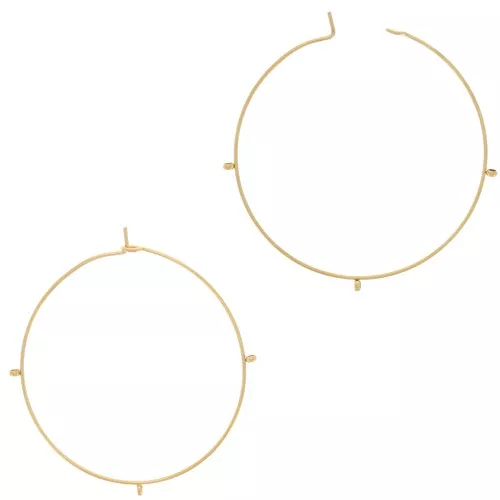Orecchini cerchio da decorare 40x0.7 mm con 3 anelli - acciaio inox 304 dorato x2