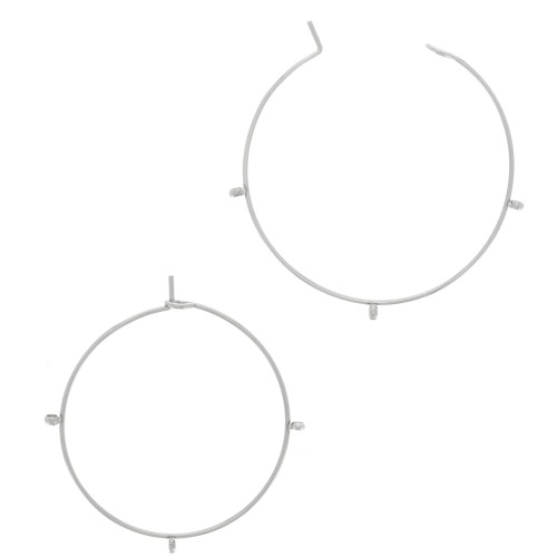 Orecchini cerchio da decorare 30x0.7 mm con 3 anelli - Acciaio inossidabile 304 x2