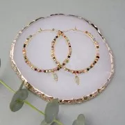 Orecchini cerchio da decorare 30x0.7 mm con 3 anelli - Acciaio inossidabile 304 x2