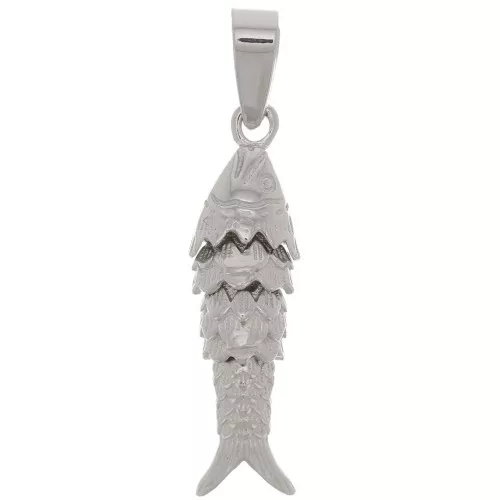 Pendente a forma di pesce con anello chiuso 22x6 mm - Argento 925 x1