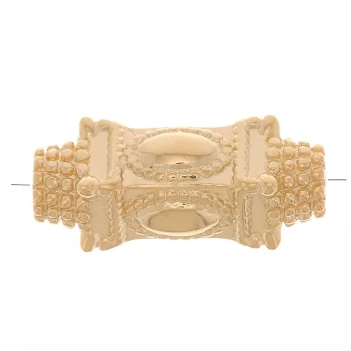Perlina etnica lavorata a tubo con palline 17x7 mm - placcato oro 3 micron x1