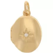 Ciondolo portafoto con Ossido di zirconio 20x15 mm - placcato oro 3 micron x1