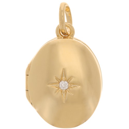 Ciondolo portafoto con Ossido di zirconio 20x15 mm - placcato oro 3 micron x1