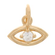 Ciondolo occhio con Ossido di zirconio 7x10 mm - placcato oro 3 micron - Cristallo x1