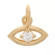 Ciondolo occhio con Ossido di zirconio 7x10 mm - placcato oro 3 micron - Cristallo x1