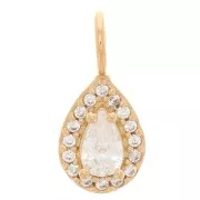 Ciondolo goccia 14x6 mm con Ossido di zirconio - placcato oro 3 micron - Cristallo x1