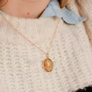 Pendente rotondo 20 mm - pianeta e stelle - placcato oro 3 micron x1