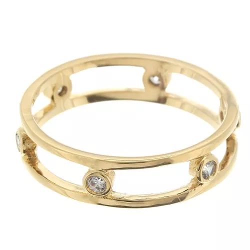 Anello doppio con Ossido di zirconio - Misura 50 - placcato oro 3 micron - Cristallo x1