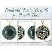 Cabochon rotondo di vetro di Puca® 25 mm - Crystal Mat AB x1