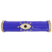 Perla tubo curvo in resina epossidica e Ossido di zirconio 33x8 mm occhio - Dorato- blu reale