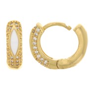 Monachelle con resina epossidica e Ossido di zirconio 15.5 mm -Dorato Cristallo Bianco x2