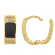 Monachelle ovale con resina epossidica e Ossido di zirconio 14x12 mm Dorato Cristallo Nero x2|raw }}