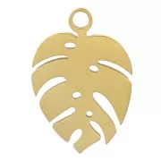 Ciondolo a forma di foglia di filodendro 13x9 mm - acciaio inox 304 dorato x1