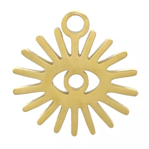 Ciondolo sole con occhio 10mm - acciaio inossidabile dorato 304 x1