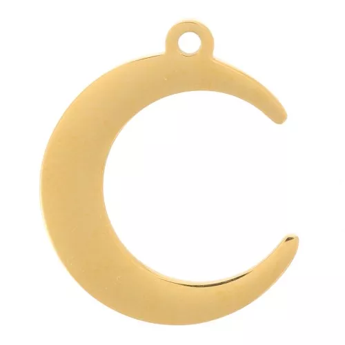 Ciondolo a forma di luna 16.5x13.5 mm - acciaio inossidabile 304 dorato x1