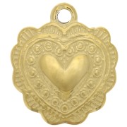 Ciondolo cuore lavorato 16x14 mm - Acciaio inox 304 dorato x1