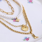 Ciondolo cuore lavorato 16x14 mm - Acciaio inox 304 dorato x1