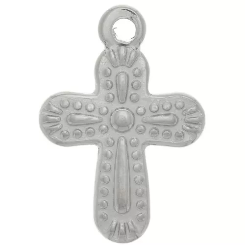 Ciondolo croce strutturato 19x13 mm - acciaio inossidabile 304 x1